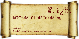 Mátéfi Örkény névjegykártya